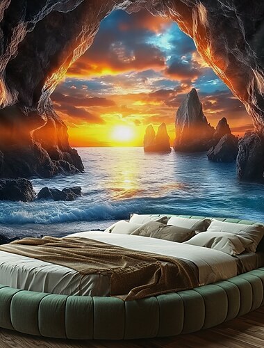  Landschaft Strand Sonnenuntergang Hängender Wandteppich Wandkunst Großer Wandteppich Wandmalerei Dekor Fotograf Hintergrund Decke Vorhang Zuhause Schlafzimmer Wohnzimmer Dekoration