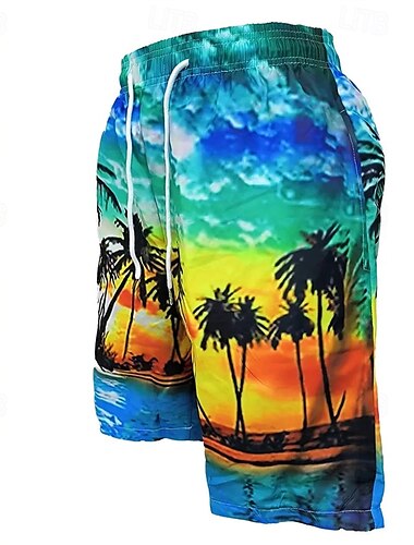  Herren Bademode Surfshorts Badehose Schwimmshorts kurz Surfshorts Unten Kordelzug Mit Taschen Schwimmen Surfen Strand Wassersport Tropisch Bedruckt Sommer Frühling