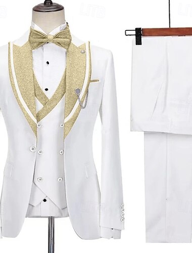  Herrars prom glittriga festtuxedos bröllopskostymer rosa lila mode lyx sommar enfärgad standardpassform 3-delad enfaldig en knapp
