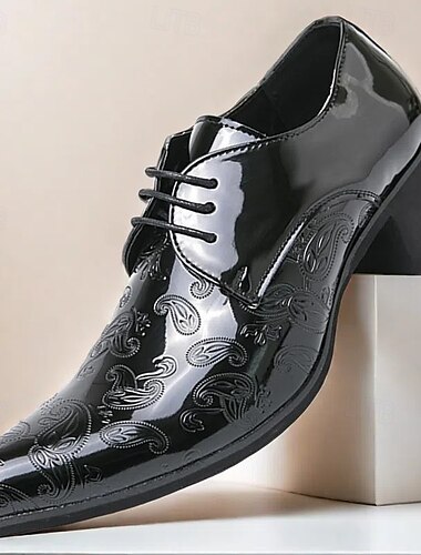  scarpe da ballo da uomo - oxford in similpelle con motivo floreale blu acceso per abbigliamento formale e da festa