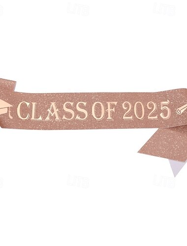 Unisex-Abschlussstola, schlichte Abschlussschärpe, Ehrenstola für Studenten, Klasse von 2025, glitzernde Stoffschärpe aus Goldfolie, Ehrenstola für Abschlussfeier