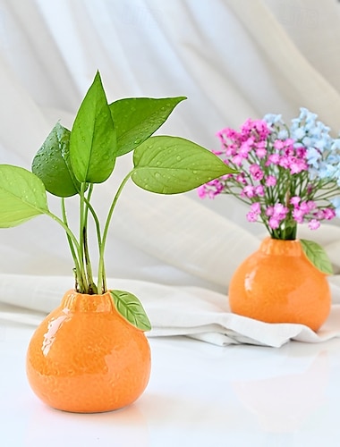  Mini vase en céramique, jardinière hydroponique créative pour plantes vertes, ombelle porte-bonheur &fleurs fraîches, décoration de table pour le salon