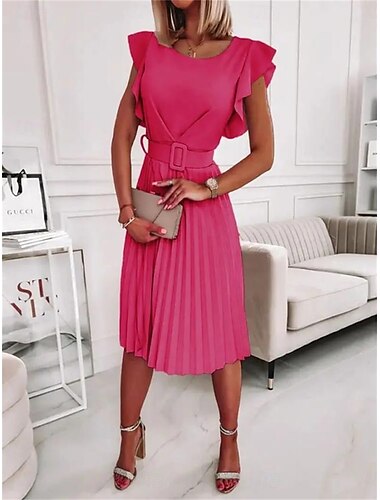  Damen Mini Kleid A-Linien Kleid Blazer Kleid Arbeitskleid Cocktail Arbeit Reguläre Passform Grafik Ärmellos Rundhalsausschnitt Hellrosa Pink Rot Grün Sommer