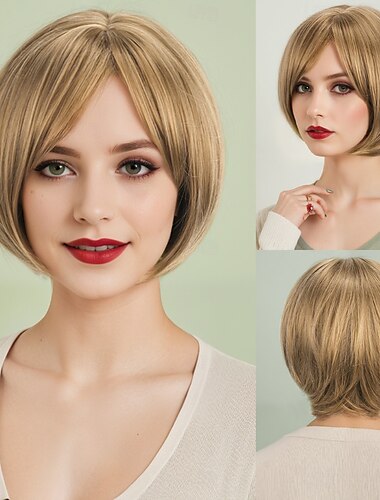  Perucas sintéticas Ondas Soltas Kinky Liso Corte Assimétrico Franja Lisa Fabrico à Máquina Peruca 30 polegadas A1 Cabelo Sintético Mulheres Clássico Confortável Cores Gradiente Multi Cores