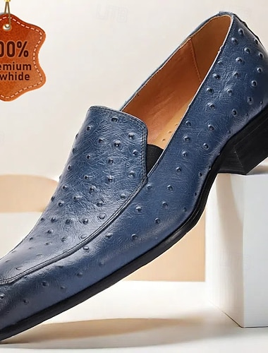  Mocassins à enfiler luxueux en cuir cognac à motif autruche pour hommes - chaussures haut de gamme pour le Kentucky Derby et les événements spéciaux
