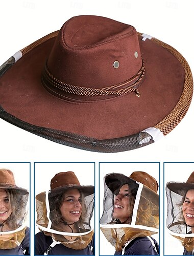  1 sombrero protector de apicultor vaquero con velo, duradero y transpirable. &equipo de protección para actividades al aire libre