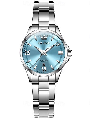  OLEVS 3668 nieuw dames kwarts polshorloge zilveren massieve stalen band waterdicht luminescent horloge Moederdag cadeau voor vrouwen simpel moderne dameshorloge