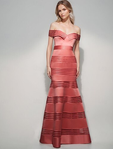  Meerjungfrau/Trompete Abendkleid elegantes Kleid Karneval formell bodenlang ärmellos herzförmiger Ausschnitt Satin mit Designlinien 2025