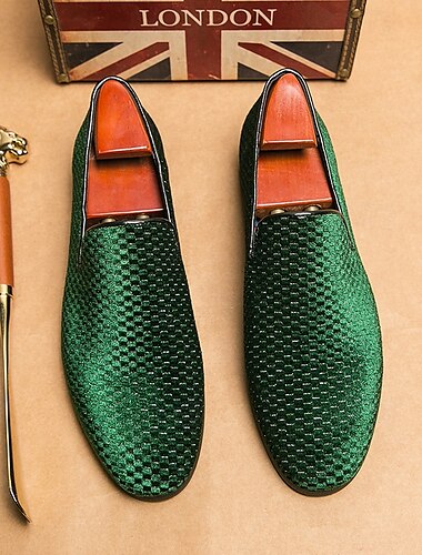  ballsko for menn - slip-on loafers i blå tekstur i fløyel for dristig og mote-fremover formell klær