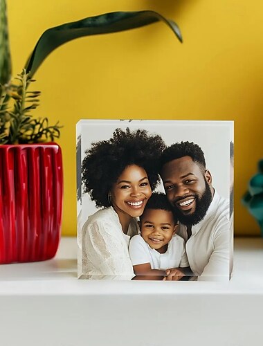  personalisierter Fotoblock Acryl benutzerdefinierter Glasfotoblock Acrylblock Fotokristall Hochzeitsgeschenk Geburtstag Vatertag Hochzeiten