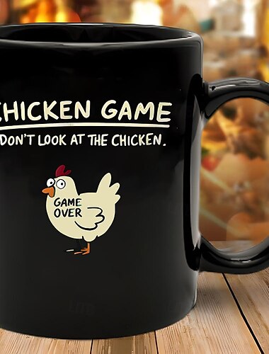  rolig presentmugg look kycklingspel svart 11oz kaffekopp rolig present till män make pojkvän bröllopsdag födelsedag jul