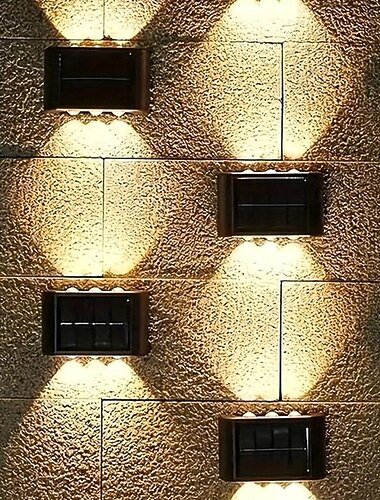  4 luci solari da esterno a led, luci da gradino, 6 perline, luci da patio, cortile, giardino, recinzione, ponte, luci da parete, facile installazione