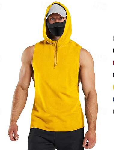  Homme Débardeur Sous-Vêtements T-shirt sans manches Sans manches À capuche Été Uni Mode Designer Vacances Rue Sortir Noir Jaune Rouge T-shirt haut de gamme pour homme
