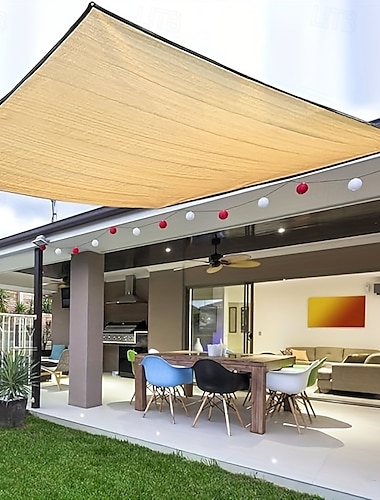  rv beige zonnenet anti-zonnet gecodeerd schaduwnet rand huishouden binnenplaats balkon auto plantennet geschikt voor paviljoen terras dek tuin veranda patio dak solarium lichtwerend net buiten