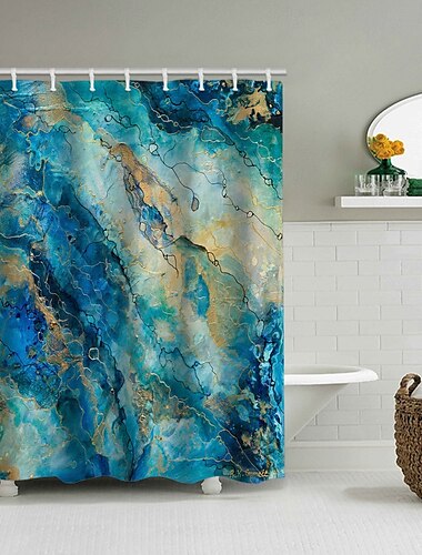  Cortina de Chuveiro com Ganchos 180cm*180cm(70"*70") Poliéster Lavável Impermeável Padrão Decoração de Banheiro e Banheira Grafite Abstrato