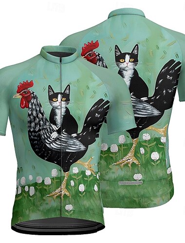  Homens Camisa para Ciclismo Manga Curta Moto Camiseta Camisa / Roupas Para Esporte com 3 bolsos traseiros Ciclismo de Montanha Respirável Secagem Rápida Design Anatômico Capilaridade Verde Animal