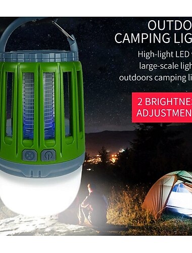  多機能蚊キラーランプ – USB充電式LED電気ショック昆虫トラップおよびキャンプライト、家庭またはテント用