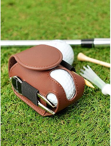  Tragbare Golfballtasche aus Leder – kompakte Golf-Tee-Hülle mit Clip, stilvolles und langlebiges Design für Männer und Frauen, einfache Befestigung am Gürtel, ideal für Golftraining und -turniere