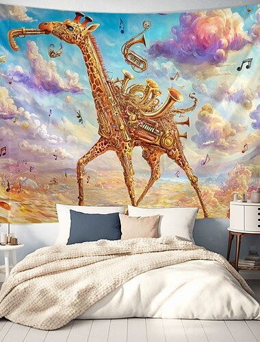  Humorvolle Tier Musik Wandteppich Wandkunst Großer Wandteppich Wandmalerei Dekor Fotografie Hintergrund Decke Vorhang Zuhause Schlafzimmer Wohnzimmer Dekoration