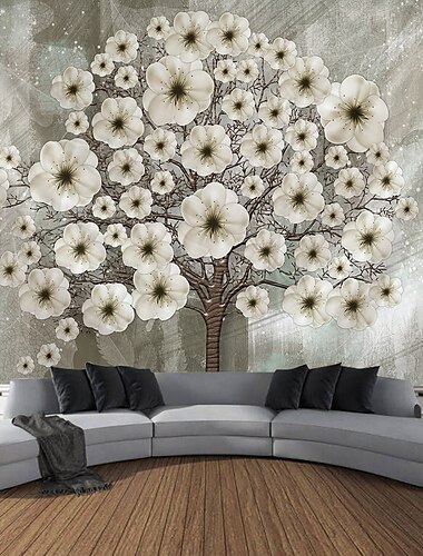  Landschaftsbaum Blumen Wandteppich Wandkunst großer Wandteppich Wandmalerei Dekor Fotograf Hintergrund Decke Vorhang für Zuhause Schlafzimmer Wohnzimmer Dekoration