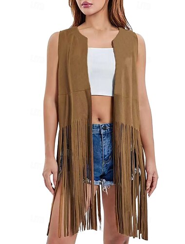  Retrò Vintage Anni '70 Disco Gilet in camoscio Hippie Disco Frange Halloween Carnevale Feste Casual Quotidiano Parata dell'Orgoglio Adulti Gilet Primavera & Estate