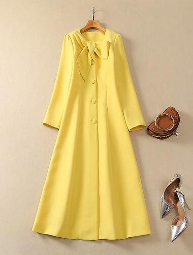  A-Linien-Kleid, Brautmutterkleid, elegantes Vintage-Partykleid, Rundhalsausschnitt, bodenlang, Polyester, lange Ärmel, mit Schleife(n), Frühling 2025