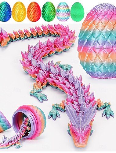  3D-gedrucktes Drachenei aus Ostern, Überraschungs-Fidget-Spielzeug aus mysteriösem Kristalldrachenei, Ostereier, bewegliche Kristalldracheneier mit Drachen darin