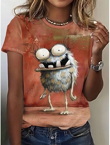  Women's T Shirt Summer Tops Graphic Classic Casual Short Sleeve Crew Neck Crop Tops Daily Weekend Print Rainbow Summer Spring Fall