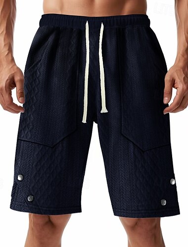  Herren Sweat-Shorts Shorts Bermudashorts Freizeitshorts Tasche Kordelzug Elastischer Bund Einfach Komfort Sport Knielang Täglich Laufen Fitnessstudio Athleisure Schwarz Weiß Mikroelastisch