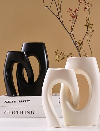  abstracte paar vaas set – zwarte, witte, beige hars kruisvormige vazen, minimalistische tafel middelpunt voor bruiloft, feest, bloemstukken, diner decoratie, thuis bloemen display, en hydrocultuur