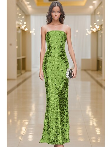  Meerjungfrau/Trompete Abendkleid elegantes Kleid formelle Hochzeit bodenlang ärmellos schulterfrei Glanz mit Pailletten 2025
