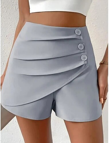  Damen Shorts Chinos Fashion Streetwear Kurz Hochbund Einfarbig Bequem Weich Angenehm Mikro-elastisch Outdoor Straße Camel Schwarz Weiß Grün Sommer Frühling Regulär Fit