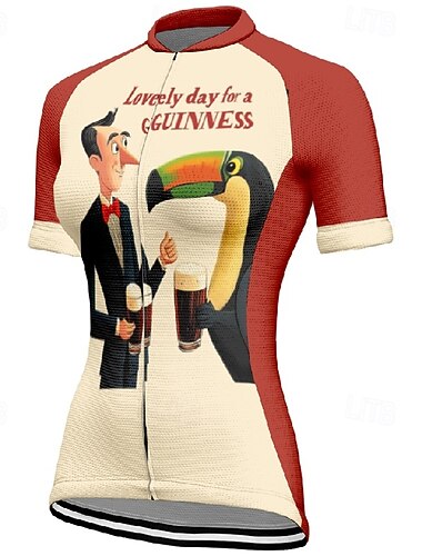  Dames Wielrenshirt Grafisch Letter en nummer Korte mouw Fietsen T-shirt Shirt met 3 achterzakken Bergracen Sneldrogend Anatomisch ontwerp Lampenkatoen Ademend Sport Rode Wijn Groen Kleding