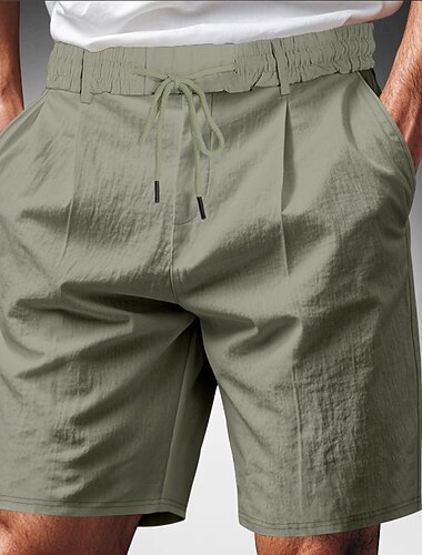  Pánské Kraťasy Lněné šortky Letní šortky Plážové šortky Šňůrky Elastický pas Straight-Leg Bez vzoru Pohodlné Prodyšné Délka kolen Venkovní Obchod Denní Módní Klasický styl Černá Bílá
