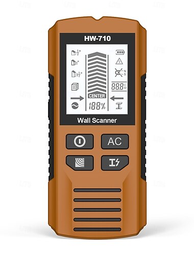  multifunktionales Handheld-Metall &Wanddetektor, 5-in-1-Bolzensucher-Scanner, tragbarer Drahtrohr-Stromscanner, LCD-Display, geeignet zum Aufspüren von Metall, Kabeln, Holz