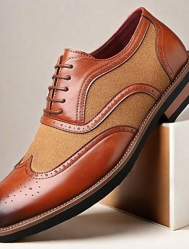  Voor heren Brogue Bullock Shoes PU Leder Ademend Comfortabel Anti-slip Veters Zwart Geel Rood Herfst Winter