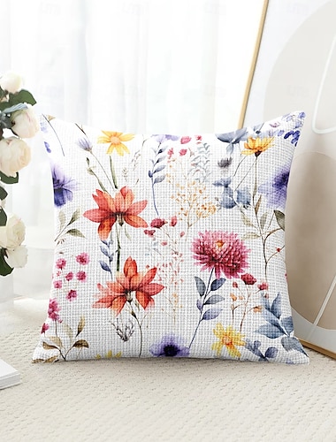  Bloemen Decoratieve Toss Kussenshoes 1PC Zachte Vierkante Bankkussenhoes Kussenhoes voor Slaapkamer Woonkamer Sofa Stoel
