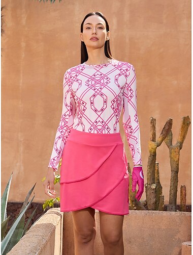  Mujer Sudadera con capucha Rosa Rojo Manga Larga Camisas Ropa de golf para damas Ropa Trajes Ropa Ropa