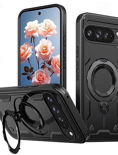  電話 ケース 用途 グーグル ピクセル9プロ ピクセル9プロXL ピクセル9 バックカバー スタンド付き 磁石バックル ワイヤレス充電をサポート レトロ風 TPU PC