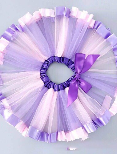  Infantil Para Meninas Saia Bloco de cor Estilo bonito Com Transparência Ao ar livre 4 anos + Verão Rosa Azul Céu Roxo Claro
