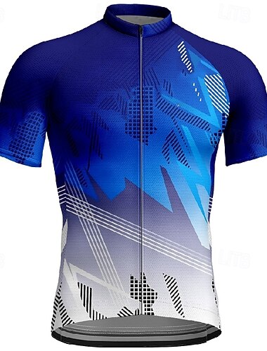  Per uomo Maglia da Ciclismo Geometrico Manica Corta Bicicletta Maglietta Maglia con 3 tasche posteriori Mountain Bike MTB Asciugatura Rapida Design Anatomico Assorbente Traspirante Gli sport Blu