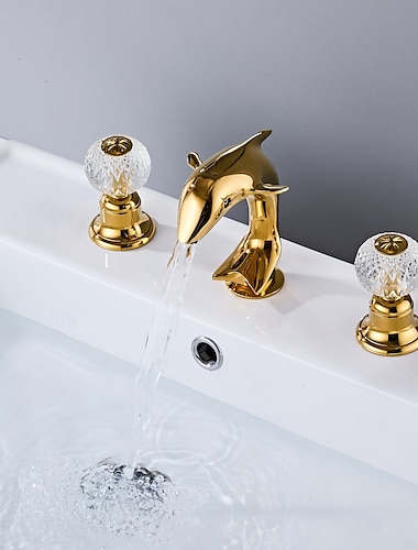  Baño grifo del fregadero - Separado Cromo Muy Difundido Dos asas de tres agujerosBath Taps