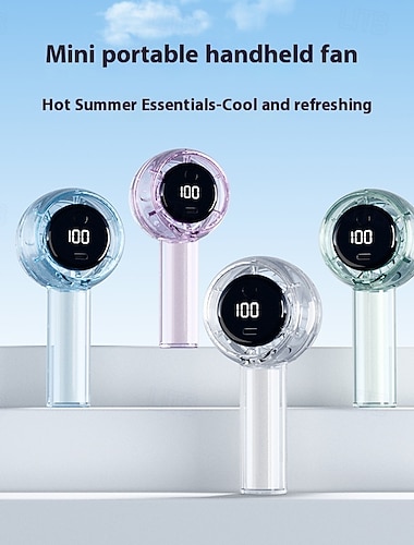  מאוורר מיני קומפקטי עם מסך LED ופנס – מאוורר נטען USB עם 5 מהירויות לשימוש פנימי וחיצוני