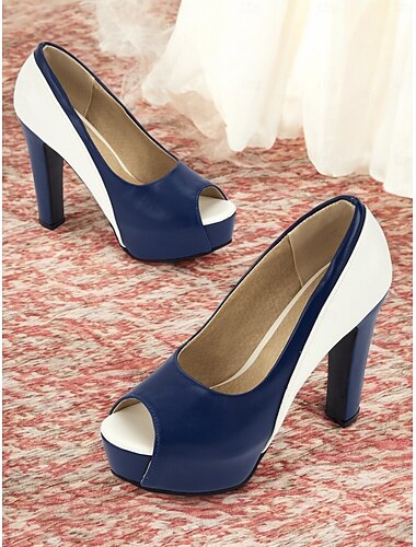  Damen Two-Tone Peep Toe Plateau Pumps – elegante High Heel Pumps für Hochzeiten, Partys und Abendveranstaltungen