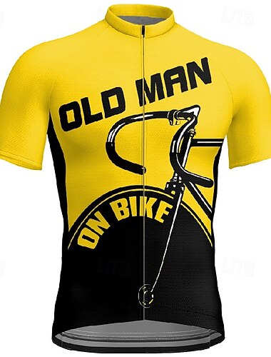  Voor heren Wielrenshirt Korte mouw Fietsen T-shirt Shirt met 3 achterzakken Bergracen Ademend Sneldrogend Anatomisch ontwerp Lampenkatoen Geel Rood Blauw Sport Kleding