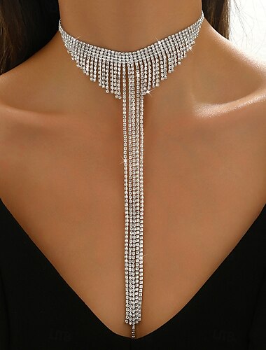  dlouhý náhrdelník Umělé diamanty Dámské Elegantní Módní Romantické Třásně Roztomilý nepravidelný Náhrdelníky Pro Svatební Maturitní ples Klub