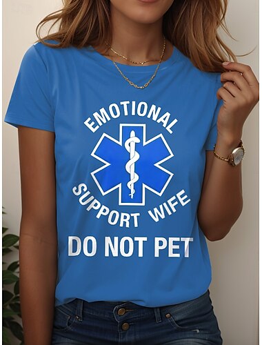  Damen T Shirt Grafik Buchstabe Stilvoll Lässig Kurzarm Rundhals Normale Oberteile Täglich Wochenende Druck Schwarz Rosa Rote Blau Purpur Sommer Frühling