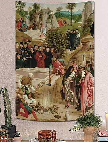  Medeltida vävnad Medeltiden vävnad Byzantinsk konst Stor vävnad Mural dekor Bakgrund Gardin Hem Sovrum Vardagsrum Dekoration Legend om de dödliga kvarlevorna av Sankt Johannes döparen