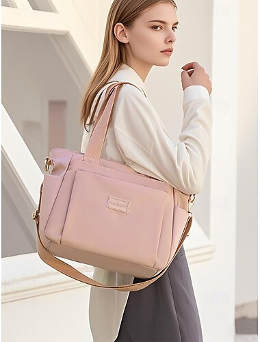  Damen-Tragetasche mit großem Fassungsvermögen – wasserdichte Nylonhandtasche mit mehreren Taschen, Reißverschluss und Schultergurt für Reisen, Arbeit und den täglichen Gebrauch