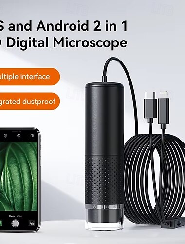  typ-c 2-i-1 digitalt mikroskop bärbart 8led 1600x förstoring endoskop för iphone android telefon inspektion kamera mikroskop